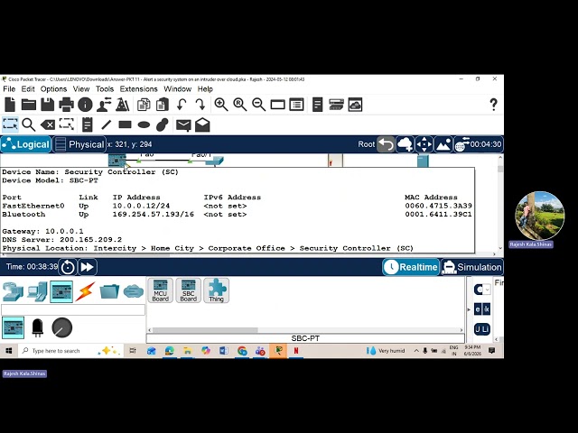 Explanation of coding part of PKT 4.4: Alert a security system on an intruder over cloud in IOT