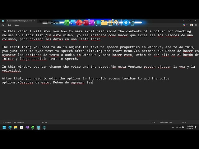 How to make Excel read the contents of a column