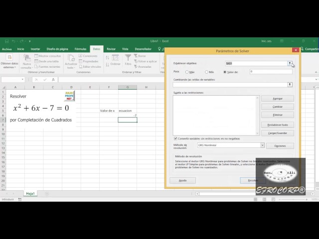 resolver ecuaciones con excel (como usar complemento solve excel)