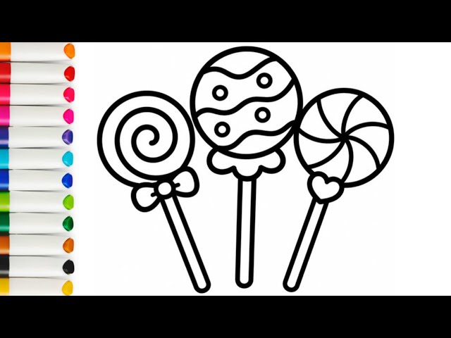 How To Draw Lollipops Easy Step By Step | Easy Lollipops Drawing For Kids | Art For Toddlers | 