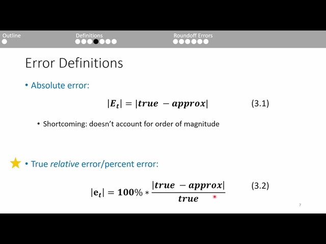 Numerical Methods: Roundoff and Truncation Errors (1/2)