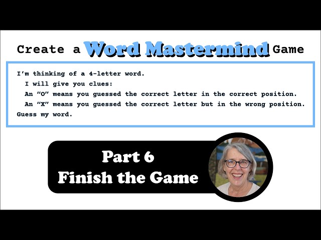 Create a Word Mastermind Game: TG14.6 Static Final Variables