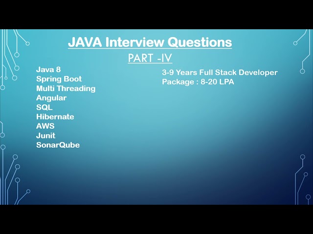 Java Full Stack Developer Interview | Java, Spring Boot, Angular& More PART-IV