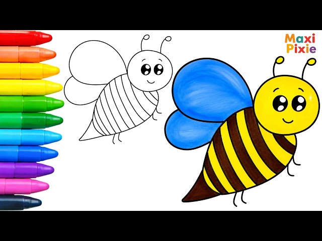 How to Draw a Cute Bee 🐝 | Easy Drawing and Coloring for Kids
