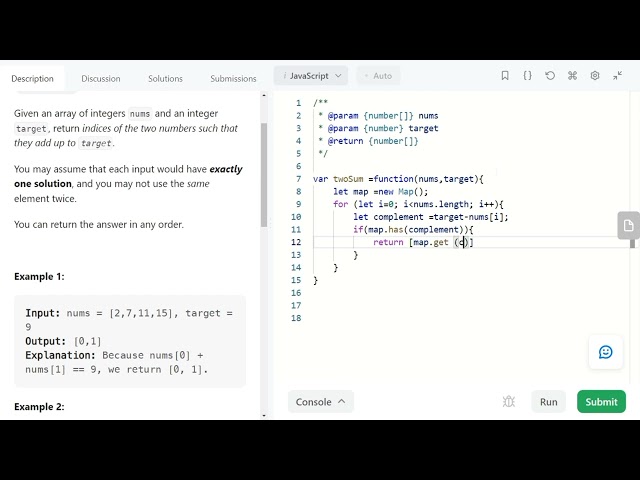 Leetcode Problem -1(Javascript): Finding Pairs of Numbers that Add Up to a Target