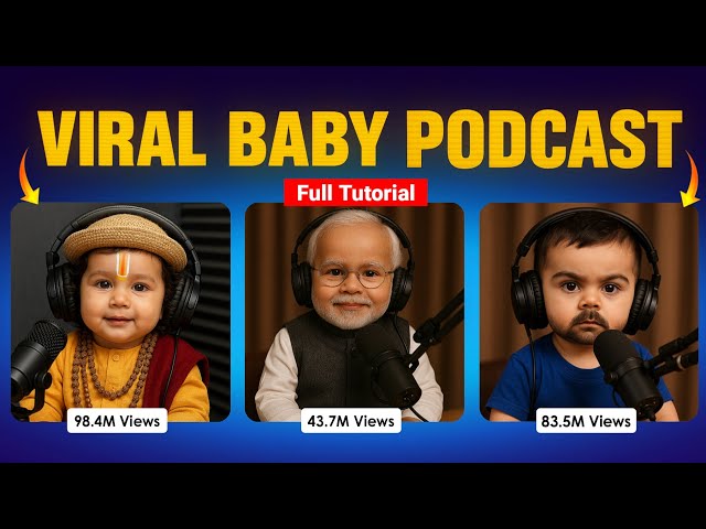 How to Make Viral Baby Podcast Videos? 👶🎤 | Create Trending Reels in 3 Easy Steps (FREE Tools) 🔥