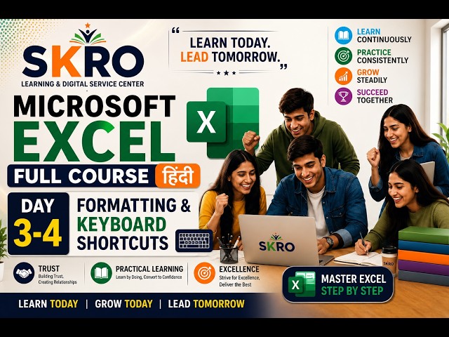 Microsoft Excel Full Course Hindi | Day 3-4 | Formatting & Keyboard Shortcuts