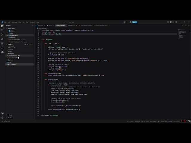 Flask + SQLAlchemy - Formulario de Barrio, Localidad y Población