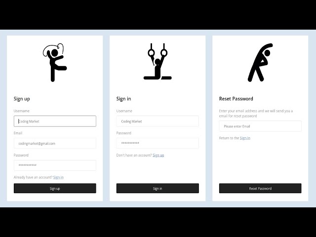 SignIn SignUp and Reset Password Forms In HTML and CSS || Login Signup and Reset Password Forms