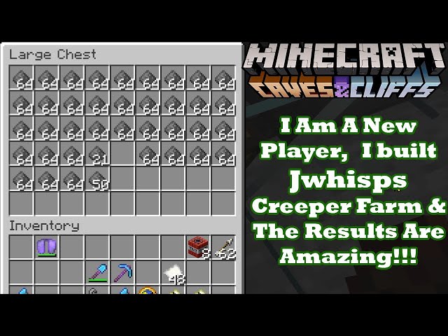 Minecraft 1.17 Java | New Player Builds Jwhisps Creeper Farm | The Results Are Amazing!!!