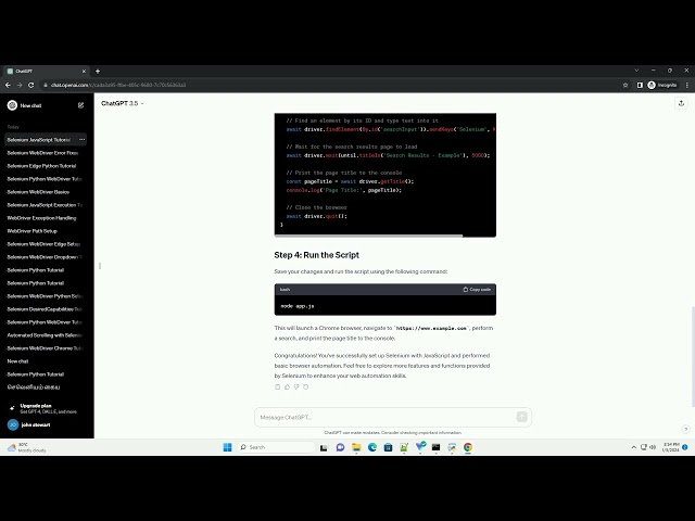 selenium tutorial javascript