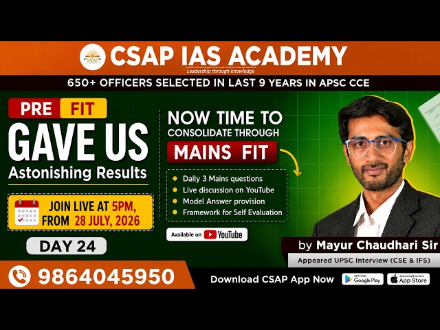 MAINS FIT Day 24 LIVE | Daily Mains Answer Writing | APSC CCE 2026 | CSAP IAS Academy