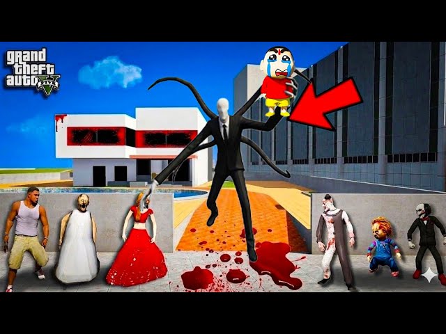 Franklin Shinchan Doraemon Hide and Seek with Slender Man in Gta V in Telugu