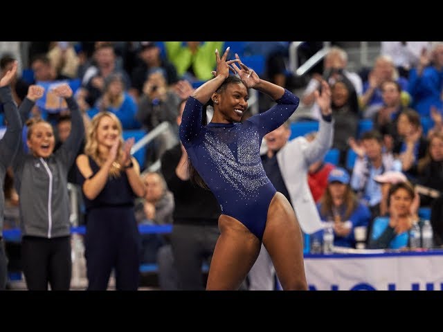 UCLA gymnast Nia Dennis' incredible floor exercise shows off her power and energy