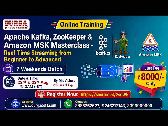 Apache Kafka, ZooKeeper & Amazon MSK Masterclass (7 Weekends Batch) Online Training @ DURGASOFT