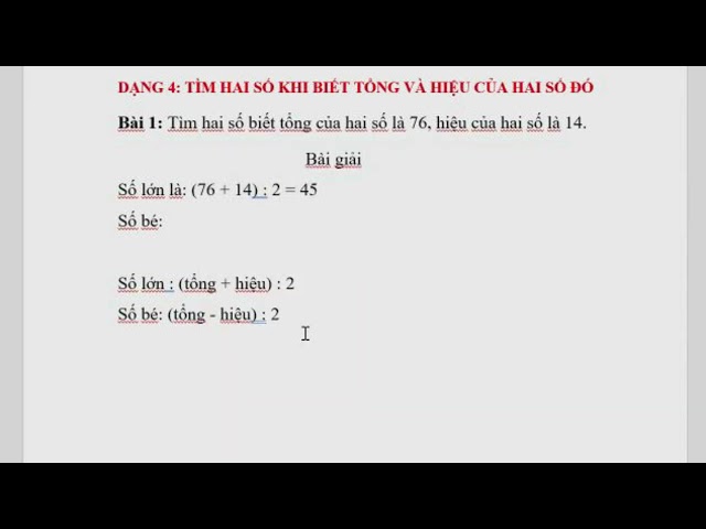 Solving Math Problems Given the Sum and Difference of Two Numbers - Grade 4 Math Review