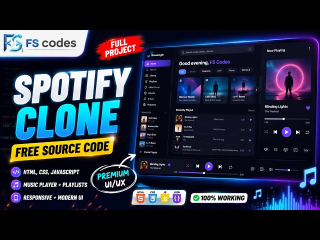 Build a Premium Spotify Clone with HTML, CSS & JavaScript | Free Source Code (2026)