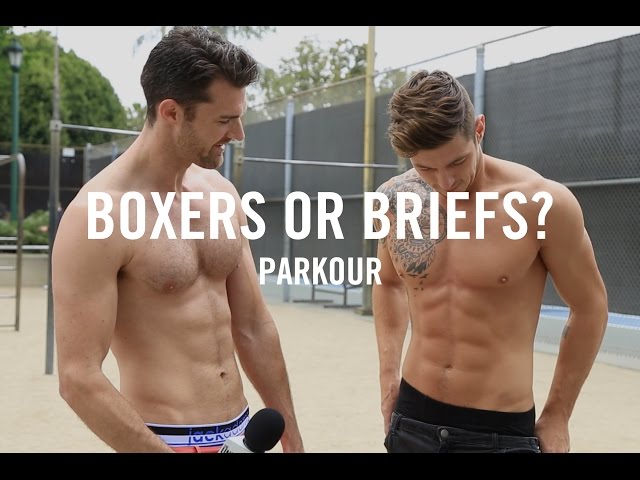 Shirtless Parkour Athletes Answer Boxers or Briefs In Los Angeles