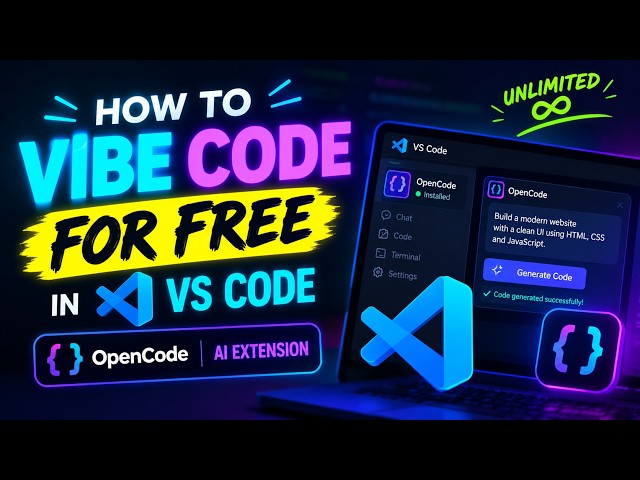 How to Vibe Code for FREE in VS Code ♾️ | OpenCode AI Extension Tutorial