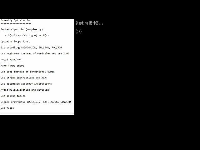 8086/8088 Assembly Language: Assembly Optimisation Part 1