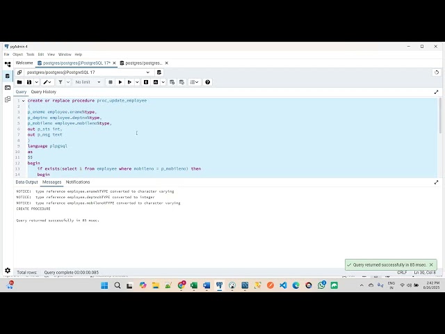 Part 71 - PostgreSQL - PL pgSQL - Procedure with Update Query By Ramesh Babu Bollu