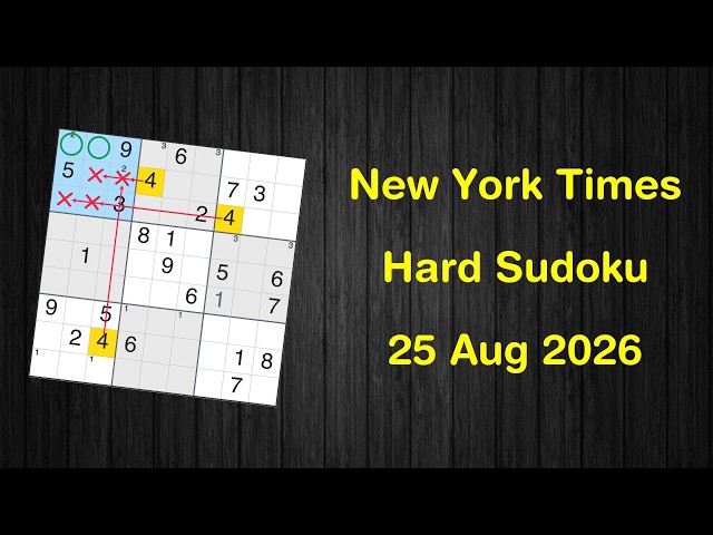 New York Times Hard Sudoku 25 Aug 2026 - Solve with Phidoku