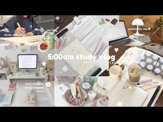5 AM productive morning routine ☁️ aesthetic college day in the life