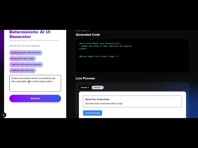 Deterministic AI UI Generator