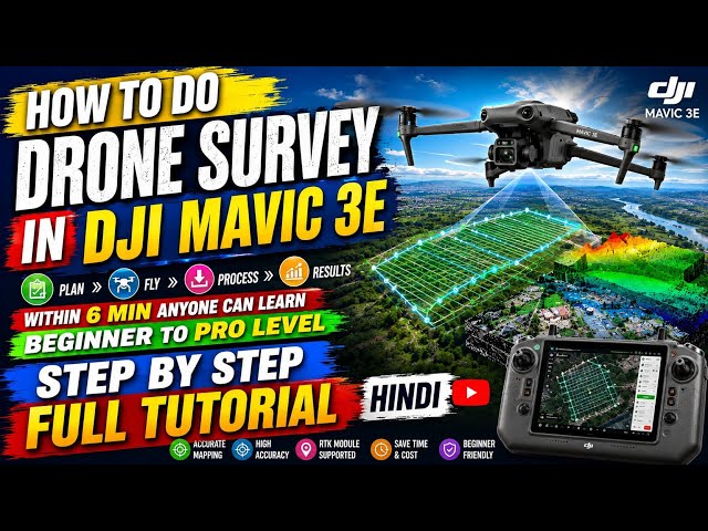 How to do DRONE SURVEY in DJI MAVIC 3E | Step by step | full tutorial Hindi| #drone #mapping #survey
