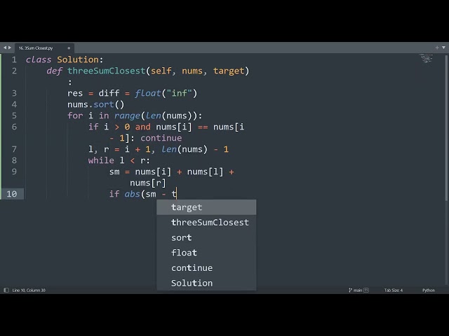 Leetcode 16. 3Sum Closest in Python | Python Leetcode | Python Coding Tutorial | Python Coding ASMR
