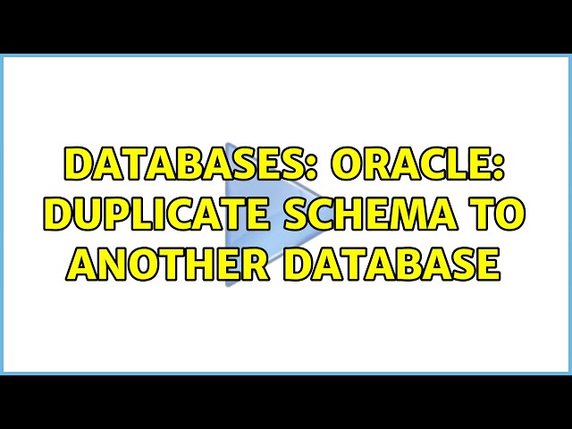 Databases: Oracle: duplicate schema to another database