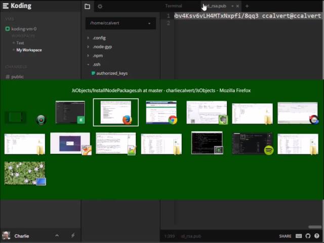 Koding.com with Git, Node, Karma and Grunt