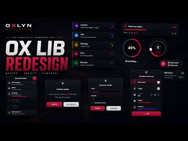 Ox Lib Redesign | FiveM - IN-GAME EDITOR, 8 THEMES, AND MORE! | ESX/QBCORE/QBOX