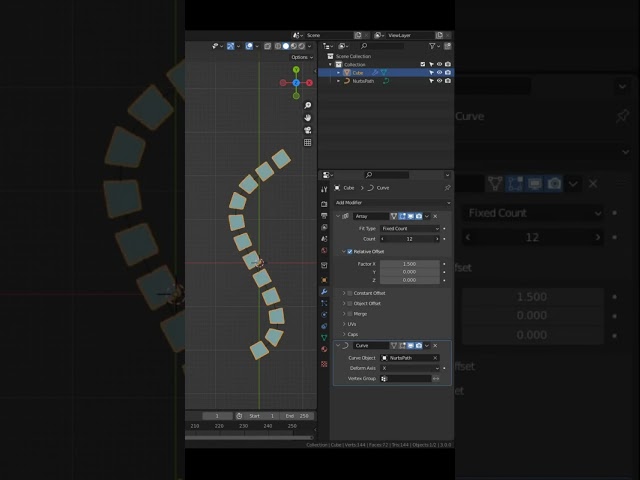 Array to curve in Blender #3dmodeling #blender #3d #beginner #tutorial