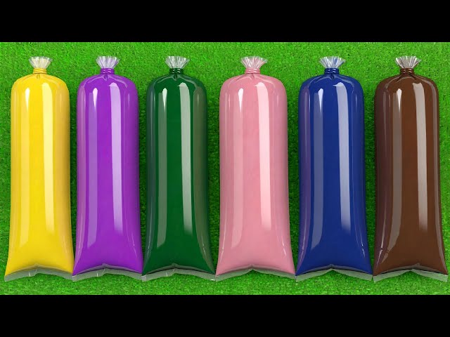 Find Hidden Animals! 6 Color Pouches - Blue, Yellow, Purple, Green, Pink, Brown Slime Pouch Surprise