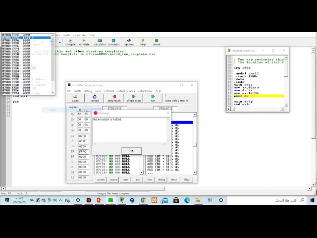 Stack in assembly language with Examples