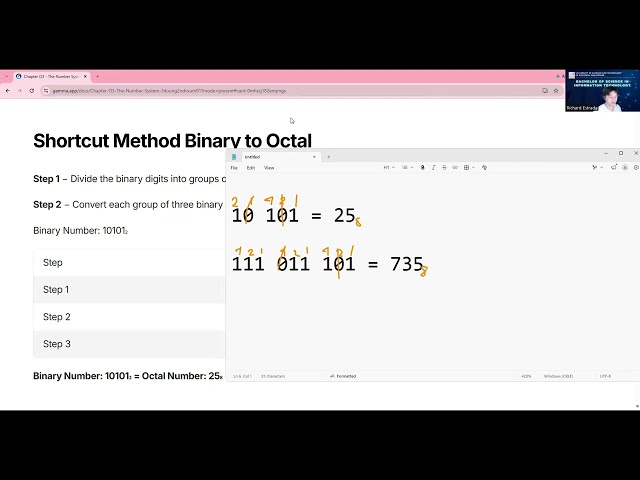 Intro to Computing: The Number System[Topic 06]: Binary to Octal Conversion