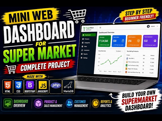 🔥 Supermarket Web Dashboard | HTML, CSS, Bootstrap, JavaScript, PHP & MariaDB Project