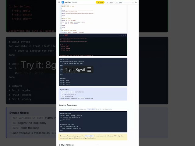 Bash For Loops - Iteration, Arrays, C-Style Loops — in 30 seconds #Bash #Shell #Linux