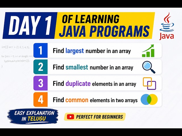 Top 4 Array Programs in Java every Interviewer Asks | Java Arrays Interview Questions in Telugu