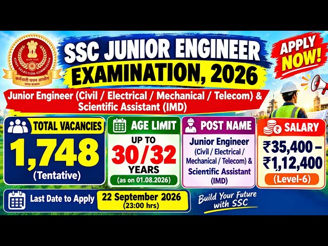Staff SELECTION COMMISSION, Junior Engineer -2026