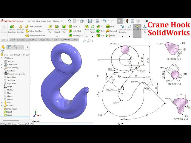 SolidWorks Exercise-Crane Hook Modeling