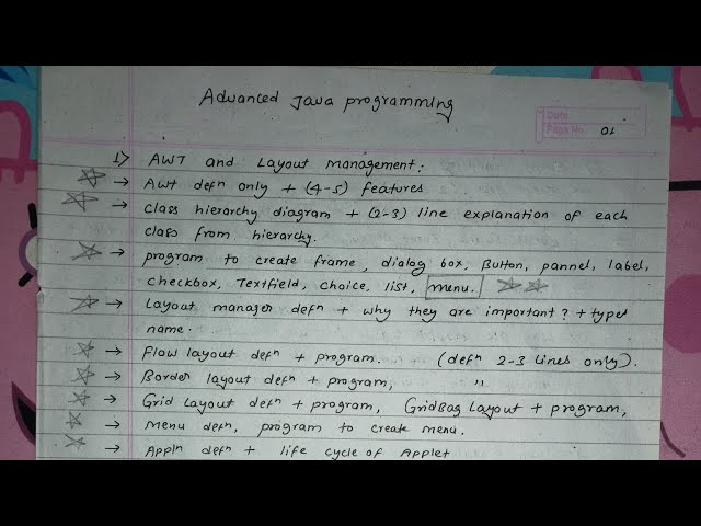 Advanced Java Programming Exam Topics Chapter Wise 