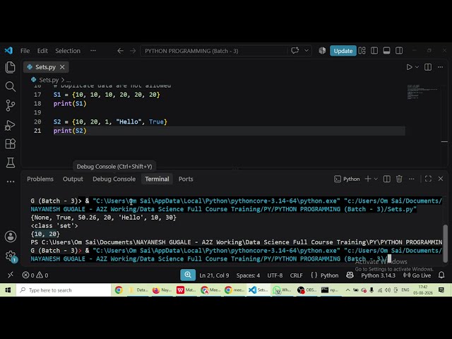 Sets in Python Part - 1