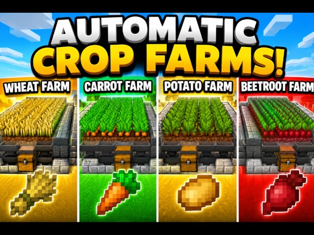 The EASIEST Automatic Crop Farms in Minecraft 1.21! EASY GUIDE (Java and bedrock)