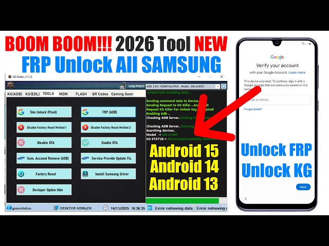 Samsung FRP Tool 2026, Google Account Remove Android 13/14/15 | FRP Bypass