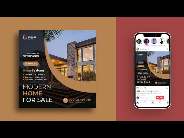 Real Estate Instagram Post Design - Photoshop Tutorial
