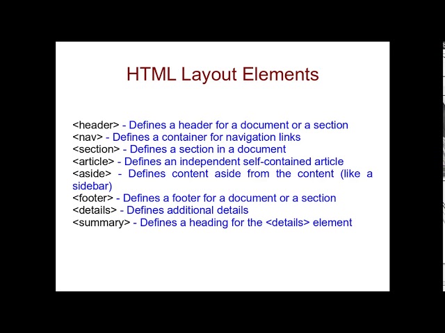 HTML layout elements