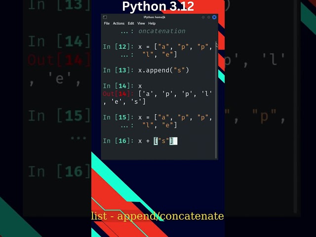 Python 3.12 - full course - list - append