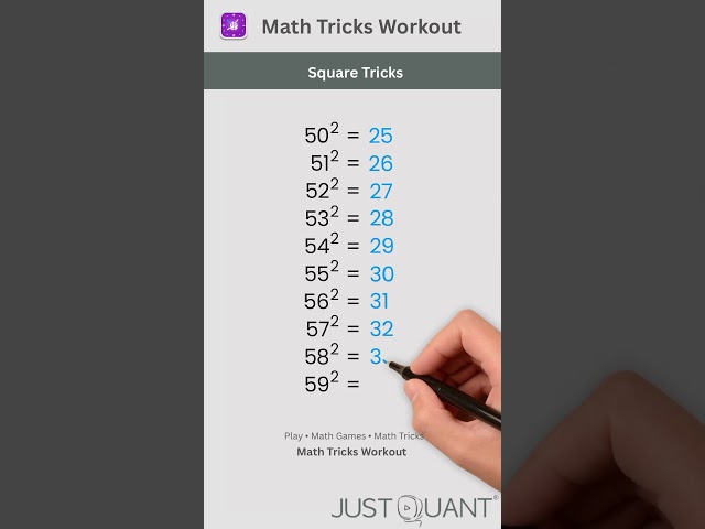 Math Tricks - Square Tricks - Hidden Math Pattern 51 to 59 Square - Mental Math Tricks #mathstricks